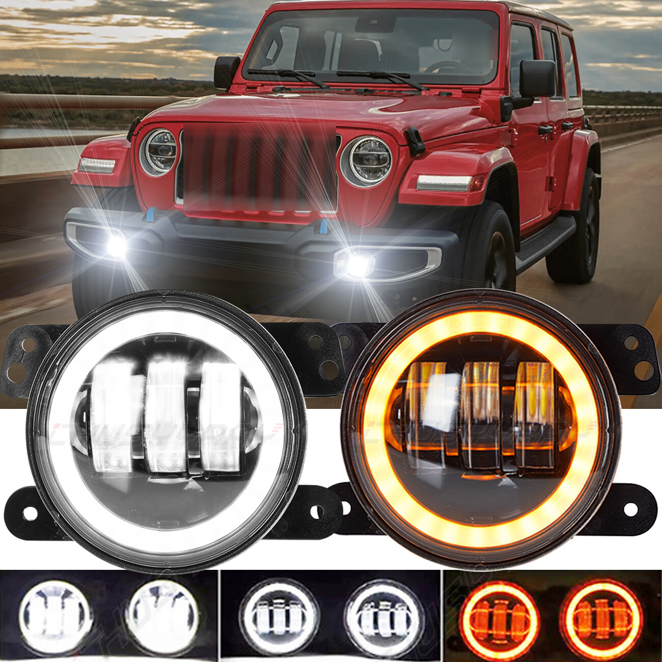 Par de 4 «Luces de niebla pulgadas para for Jeep Wrangler JK JL JT lote de 2