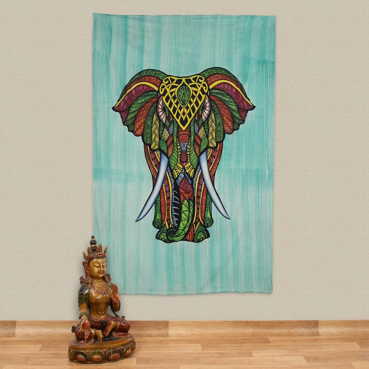 Wandteppch Kunst&Mage Tagesdecke Wandbehang Tuch Elefant UV Aktv Ca