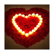 Rose Petals for Romantic Night for Her Set 24 Pieces Flameless Romantic Led C...