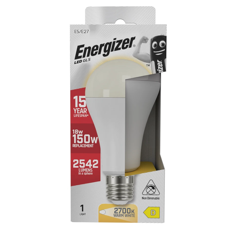 12x 18W (=150W) Energizer GLS ES E27 LED Light Bulb Lamp 2700K Warm White 2542Lm - Image 2 of 3