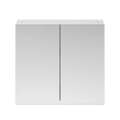 Bathroom 800mm Mirrored Cabinet Soft Closing Wall Mounted 50/50 Gloss White