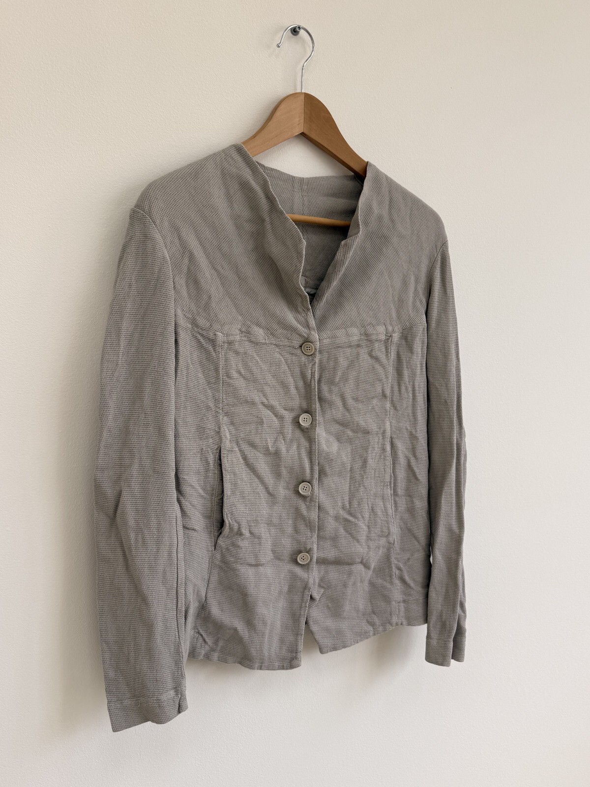 Transit Par Such Gray Textured Button Jacket Size… - image 2