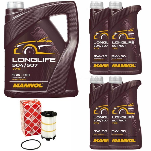 MotoröL Set Mannol 5W30 API SN 9 Liter + ÖLfilter FüR Audi R8 A5 A6 VW Touareg-image