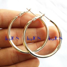925 Sterling Silver Tarnish-Free 2" Large Light Weight 2.5mm Tube Hoop Earrings