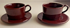 Ralph Lauren Stoneware Coffee Cup  Saucer Sets Made In Italy 4 Piece Burgundy