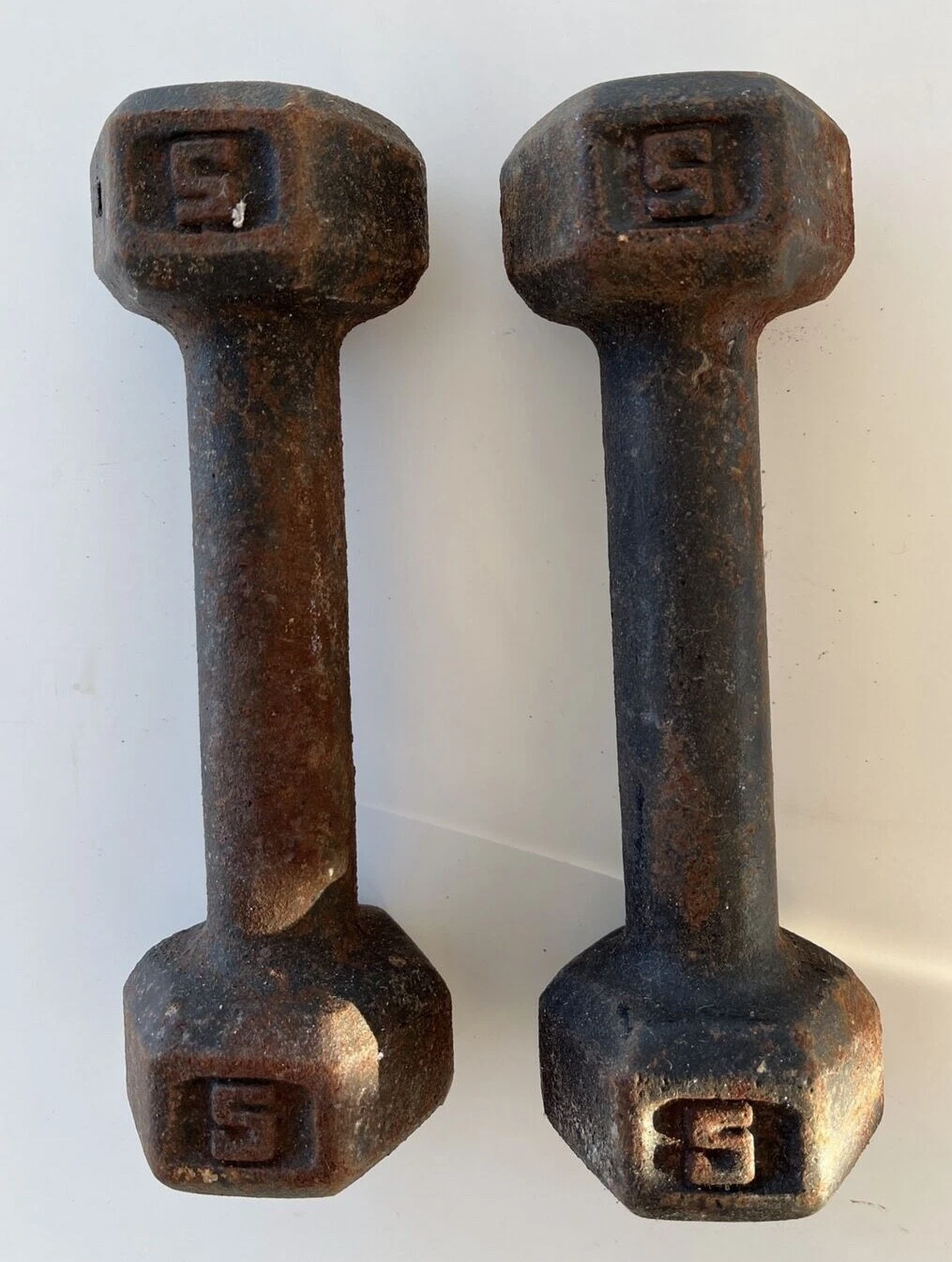 Vintage 5 Pound lbs Hex Hand Weights Dumbells