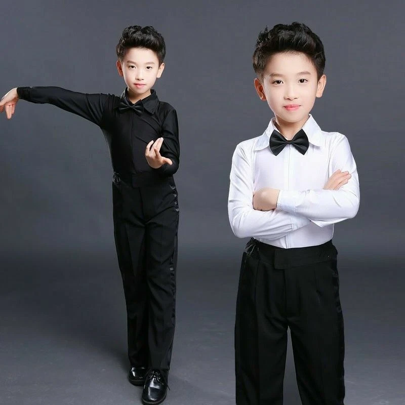 Boys Kids Dance Pants Trousers Ballroom Modern Samba Latin Tango Dancewear Bkack - Image 3 of 4