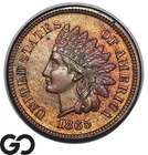 1865 Indian Head Cent Penny, Fancy "5", Gem BU++, Tough This Nice!