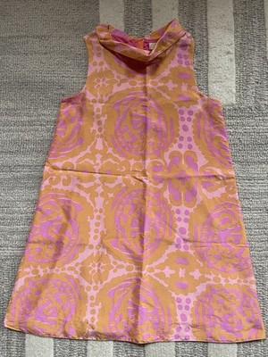 Crewcuts Collection J Crew Girls 100% Silk Sleeveless Dress 8-9 XL Orange Pink