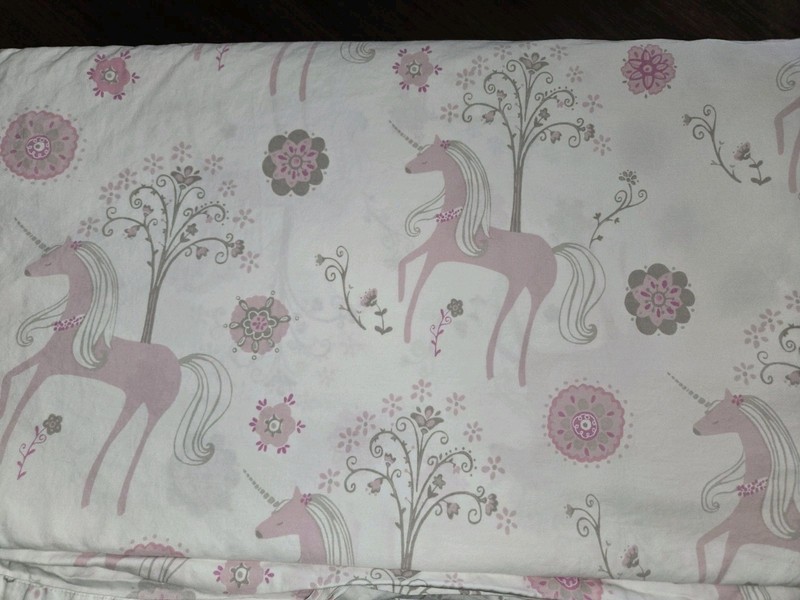 POTTERY BARN KIDS Pink Unicorn  Flat Full sheet