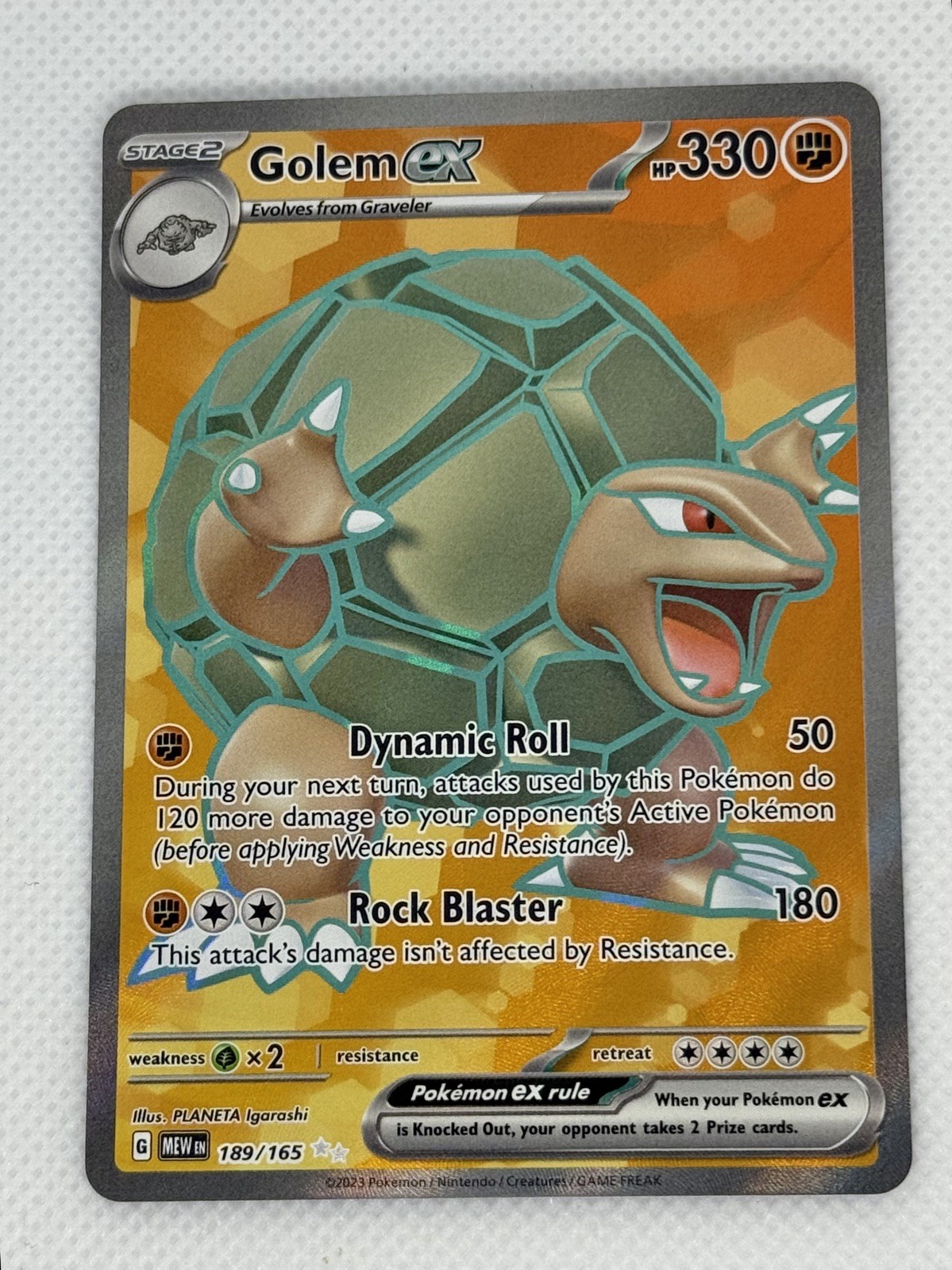 Pokemon Golem ex 189/165 MEW EN-151 Ultra Rare Full Art Holo NM