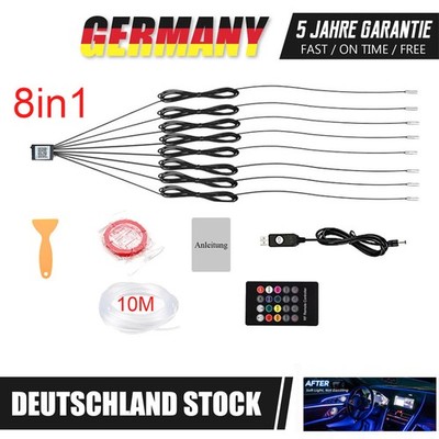 8/10M RGB LED Ambientebeleuchtung Auto Innenraumbeleuchtung 6in1 Kit App Control