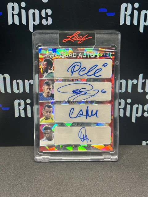 2022 Leaf Metal 1/1 Quad Auto Pele, Neymar Jr, Cafu, Vini Jr Brazil Legends 🇧🇷