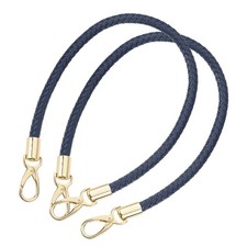 2Pcs 60cm Short Leather PU Braided Purse Replacement Dark Blue, Gold 