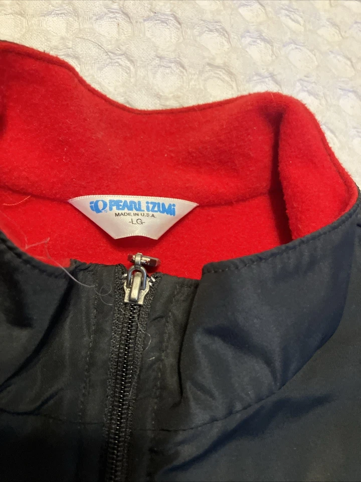 Pearl IZumi Fleece Lined Vest Mens XL Red Black Full Zip Performance Cycling - Image 4 of 4