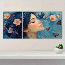 3pcs Abstract Flowers And Butterflies Perfect Wall Art Canvas Framed 50x70cm