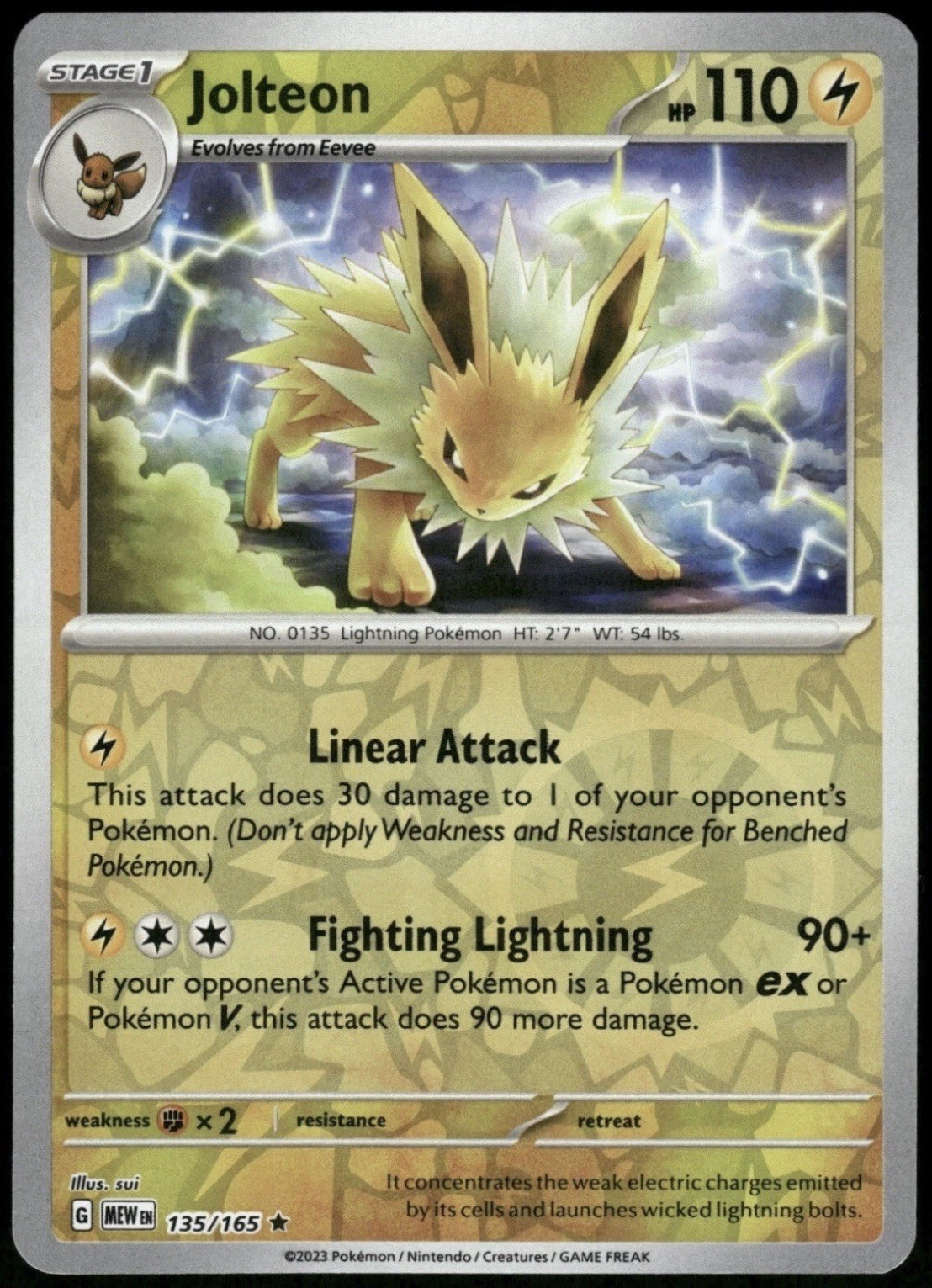 Jolteon Reverse Holo NM 135/165 Scarlet & Violet 151 Pokemon Card
