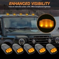 5pcs Bright Yellow Led Wireless Solar Powered Roof Lights For Off-road Vehicles