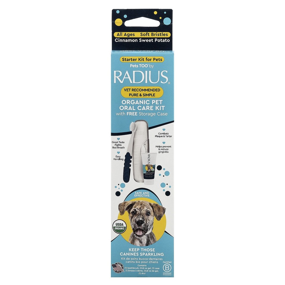 Organic Canine Oral Care Kit, Starter Kit for Pets, All Ages, Cinnamon Sweet