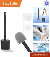 Compact Silicone Toilet Brush Set in Elegant Black – Ideal for Small Bathrooms