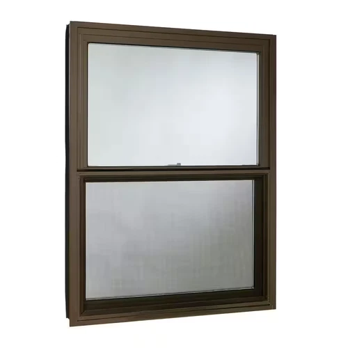 36 In. X 48 In. Brown Double-Pane Low-E Insulated Glass Double Hung Aluminum Poc