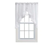 Ellis Curtain Stacey Ruffled Swag, 60 x 38 in, White 38"W x 60"L (Pack of 1)