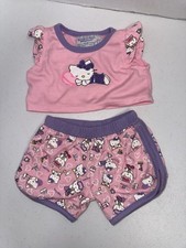 Build a Bear Hello Kitty Pajamas Outfit Sanrio Pink Purple Sleeping Set Sanrio