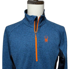 Spyder Sweatshirt 1/2 Zip Pullover Mens Medium Blue Black Sweater Jacket