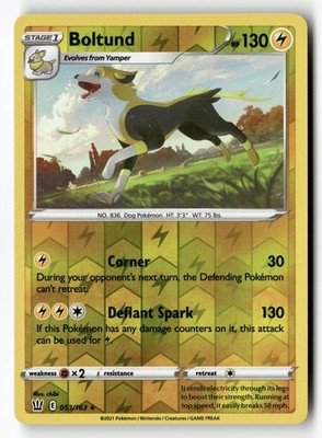 Boltund 053/163 Rare Battle Styles Pokemon Reverse Holo Near Mint