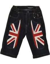 JECKERSON Boys Denim Bermuda Shorts 9-10 Years W22 Navy Blue Patchwork YP10