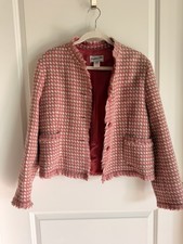 Vintage Pendleton Pink Wool Fringe Jacket Blazer Size 12 Made USA