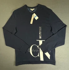 Calvin Klein Cru Y2K Sweatshirt Men's CK Logo Fleece Pullover Size XL