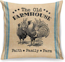 Decorative Farmhouse Pillow Cover 18 Inches x 18 Inches, Rustic Style Country...