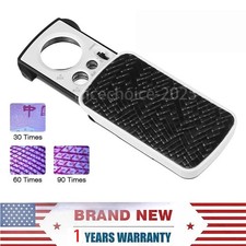 30X 60X 90X Pockets Magnifying Magnifier Jeweler Eye Glass Loupe Loop LED Light