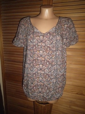 Shirt..Bluse..Tom Tailor..Gr.38/40..Blumen..Kurzarm..Gummi-Bund..Rundhals