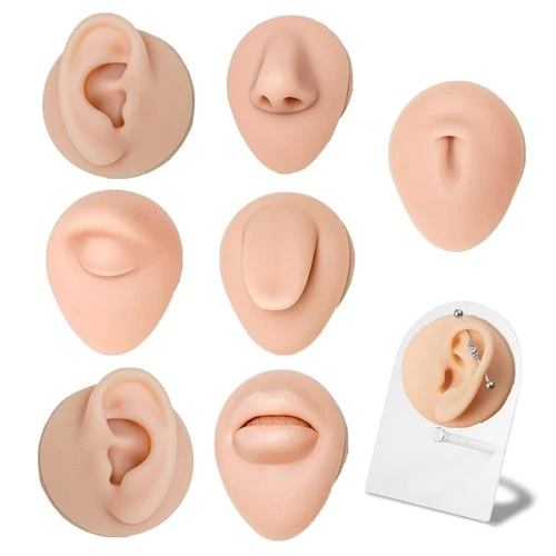 Yuelong 7-Piece Silicone Piercing Practice Kit, Soft Body Parts Model with...  - product listing photo