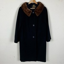 Vintage 60s 100 Cashmere Coat- Fur Lined Collar Workers Union Label w/ Serial 