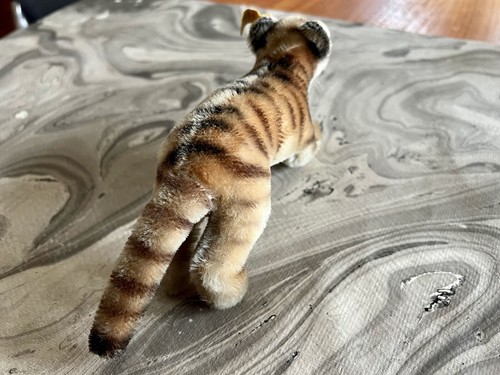 De colección Original Poco Común STEIFF Tiger MOHAIR 8" Alemania Alemana Años 50 Todo ID B - Imagen 5 de 8