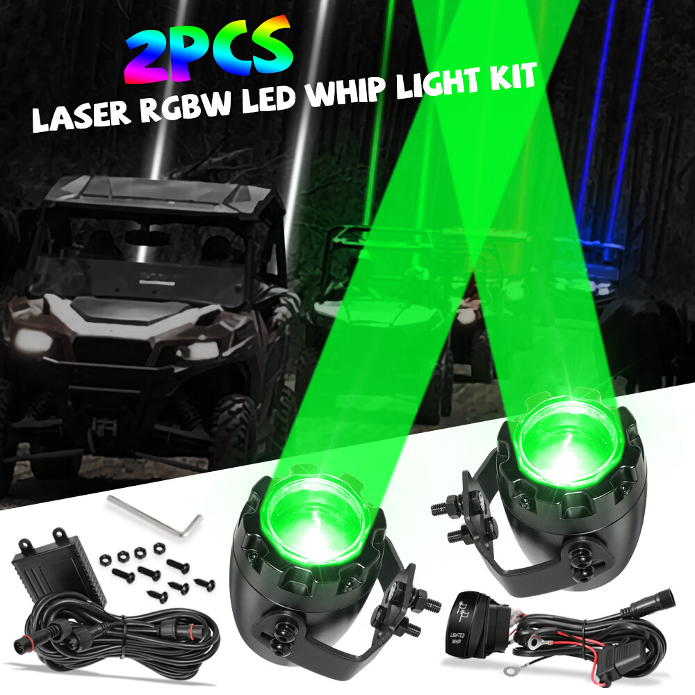2X UTV Laser RGB LED Whip Light Whipless Antenna Remote For Polaris RZR 1000 XP