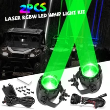 2X UTV Laser RGB LED Whip Light Whipless Antenna Remote For Polaris RZR 1000 XP