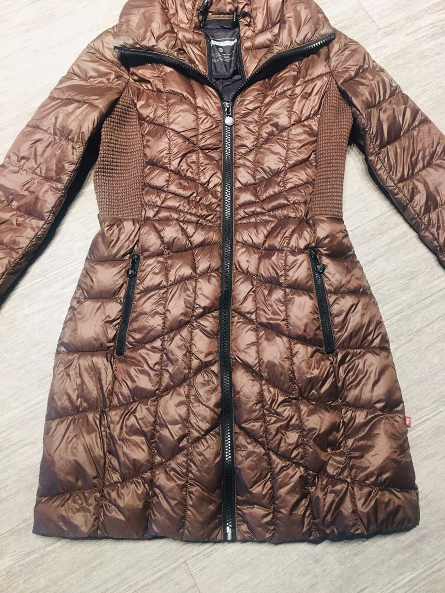 Bernardo Nylon Packable Puffer Jacket Women s XS Brown Removable