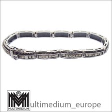 Vintage 925 Sterling Silber Markasit Armband Art Deco Stil Herz Tennisarmband