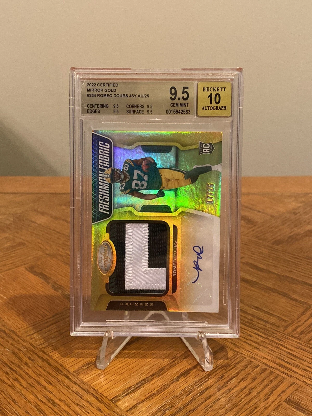 Romeo Doubs Panini Certified #234 Signature Jersey-Mirror Gold