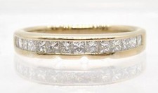 14k White Gold 1/2cttw Princess Cut Natural Diamond Wedding Band Bridal Ring