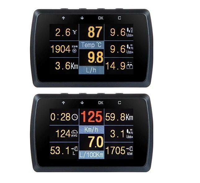 Pantalla Digital Coche OBD OBD2 Medidor de Velocidad Consumo de Combustible Agua Temperatura Alarma Foto 2 de 4