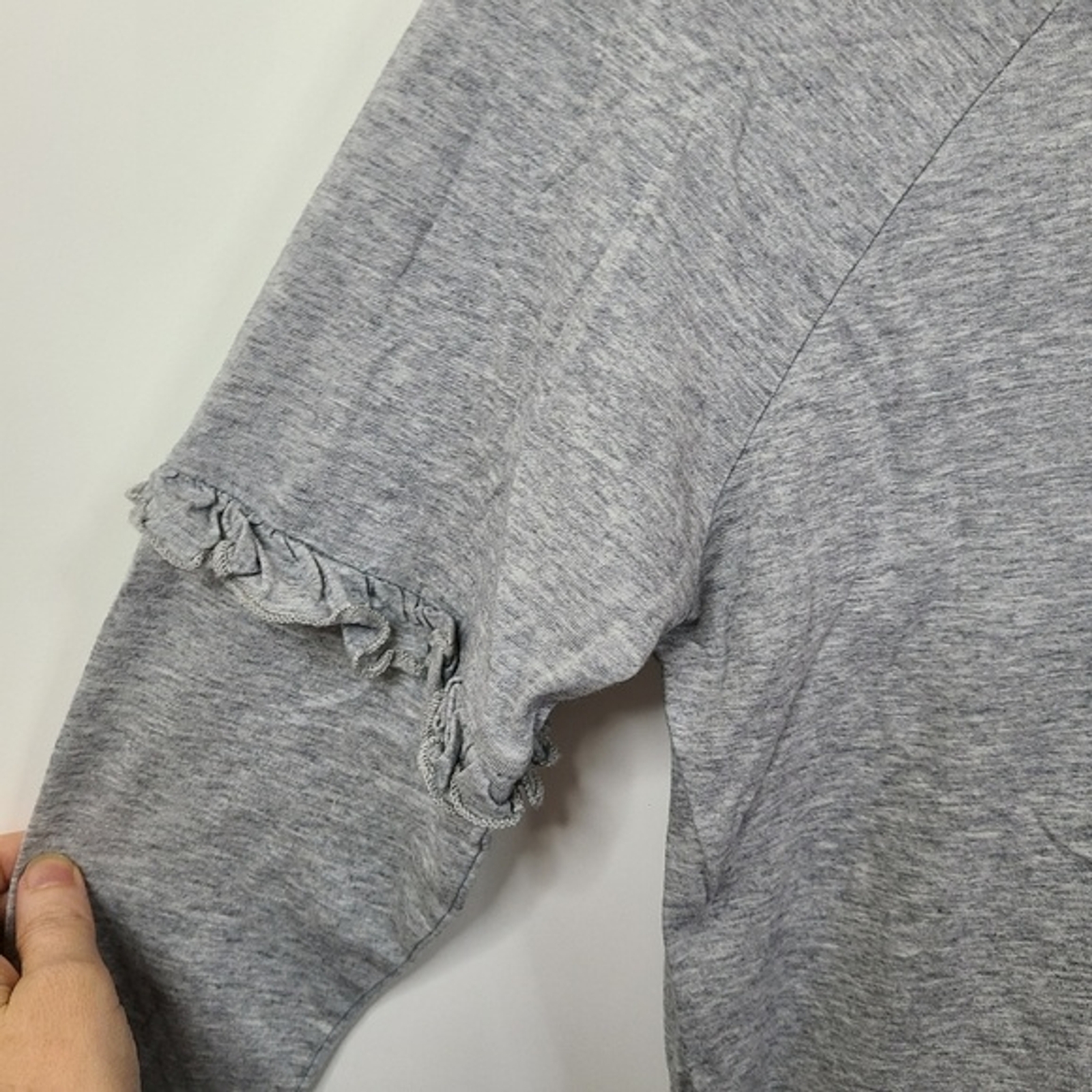 Sundance Grey Ruffle Sleeve Basic Long Sleeve Top… - image 3