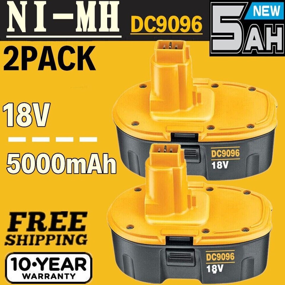2X 5,0Ah/5000mAh Accu 18V NI-MH reserveaccu voor Dewalt DC9096 DE9098 DE9094 DE9096 DE9039 DE9503 DW9096 DW9095 DW9098