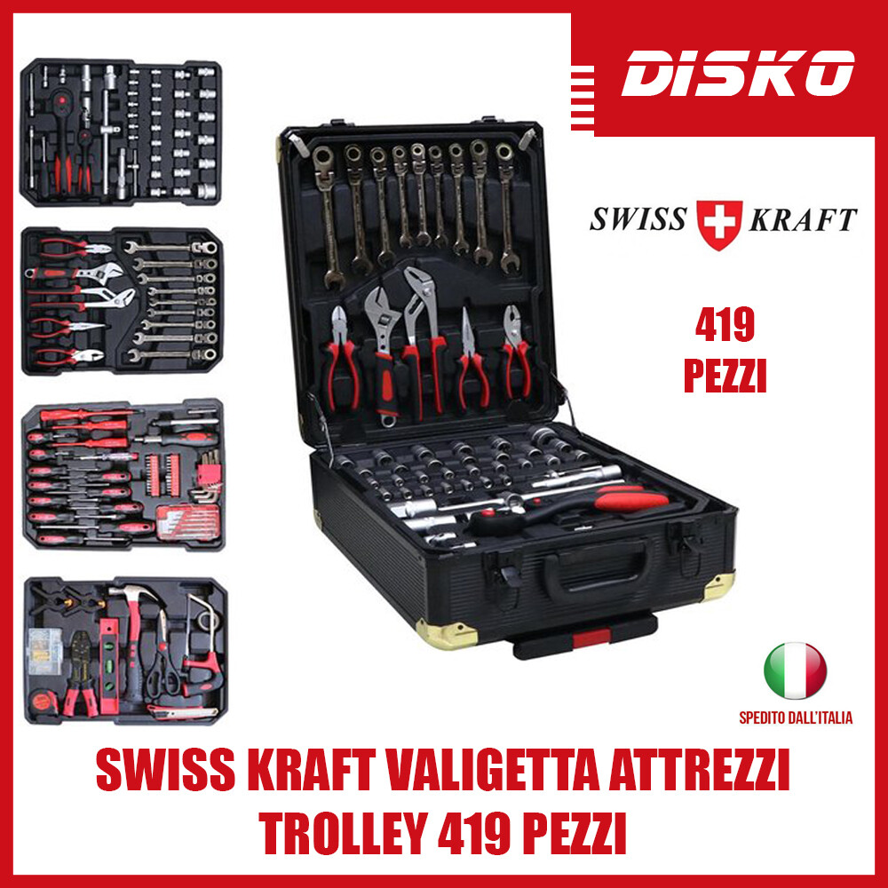 Set Utensili Professionali Swiss Kraft Trolley 419 Pezzi - Edizione 2020