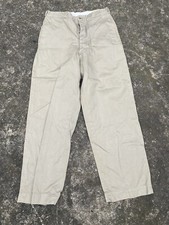 Vintage 40s WWII Army Military Stencil Khaki Chino Button Fly Pants Distressed