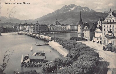 LUZERN mit dem PILATUS SWITZERLAND~1910 ZIMMERMAN PHOTO POSTCARD